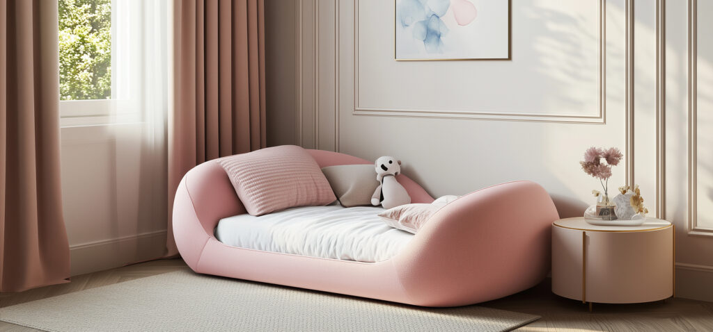Детская кровать Soft Sky Kids 4 из натурального дерева в нежно-постельных тонах с ортопедическим основанием