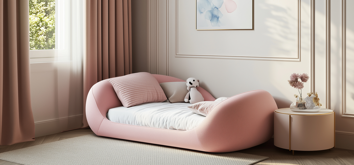 Детская кровать Soft Sky Kids 4 из натурального дерева в нежно-постельных тонах с ортопедическим основанием